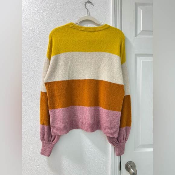 Madewell Sweater Striped Gladwell BalloonSleeve Wool Alpaca Pullover sizeS - Picture 3 of 5